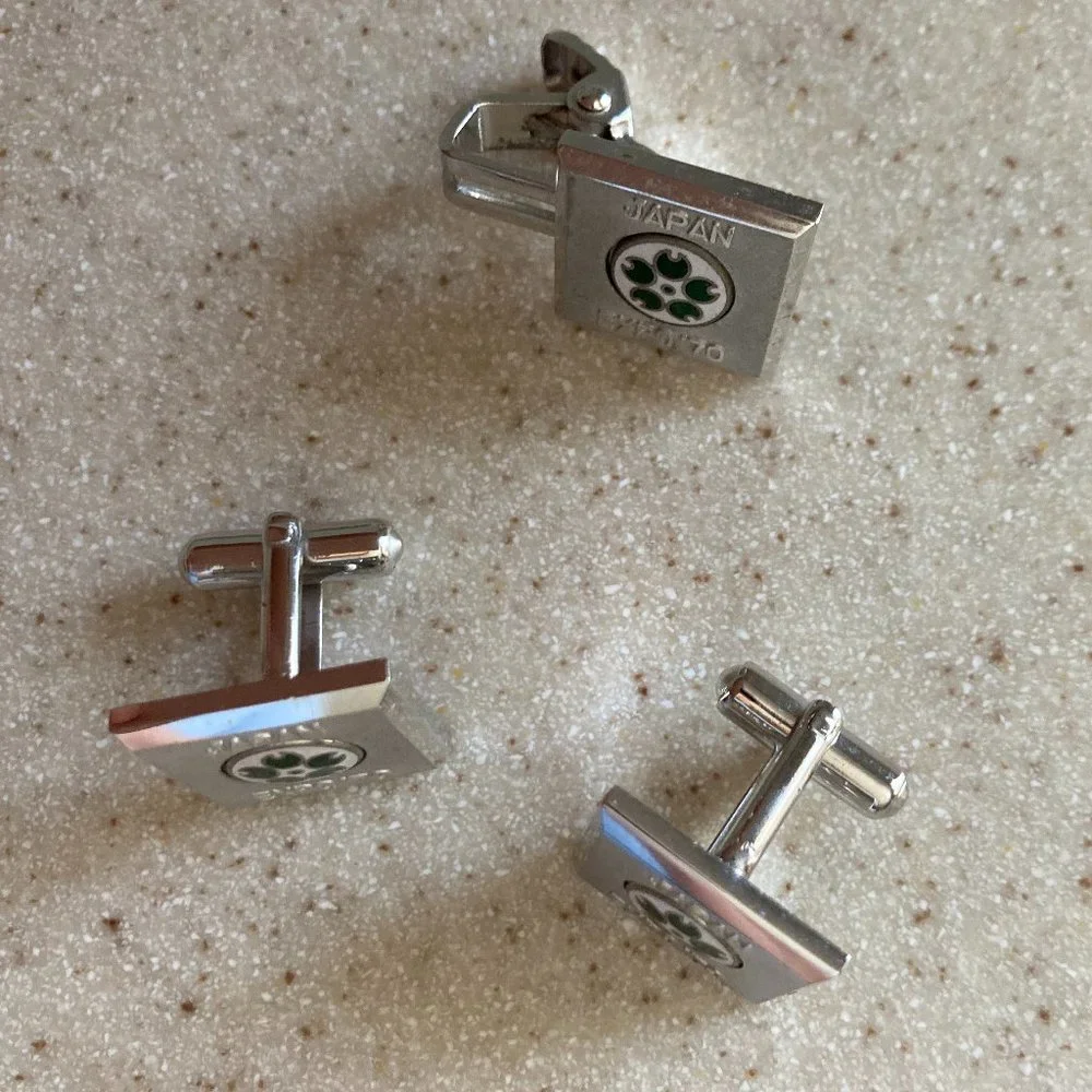 Tie Clip with Cufflinks Set Japan 1970 Collectible Vintage